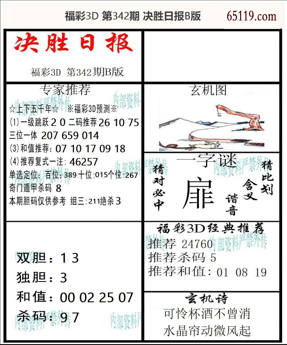 福彩3D决胜日报B版