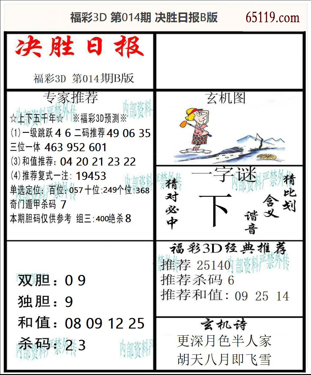 福彩3D决胜日报B版